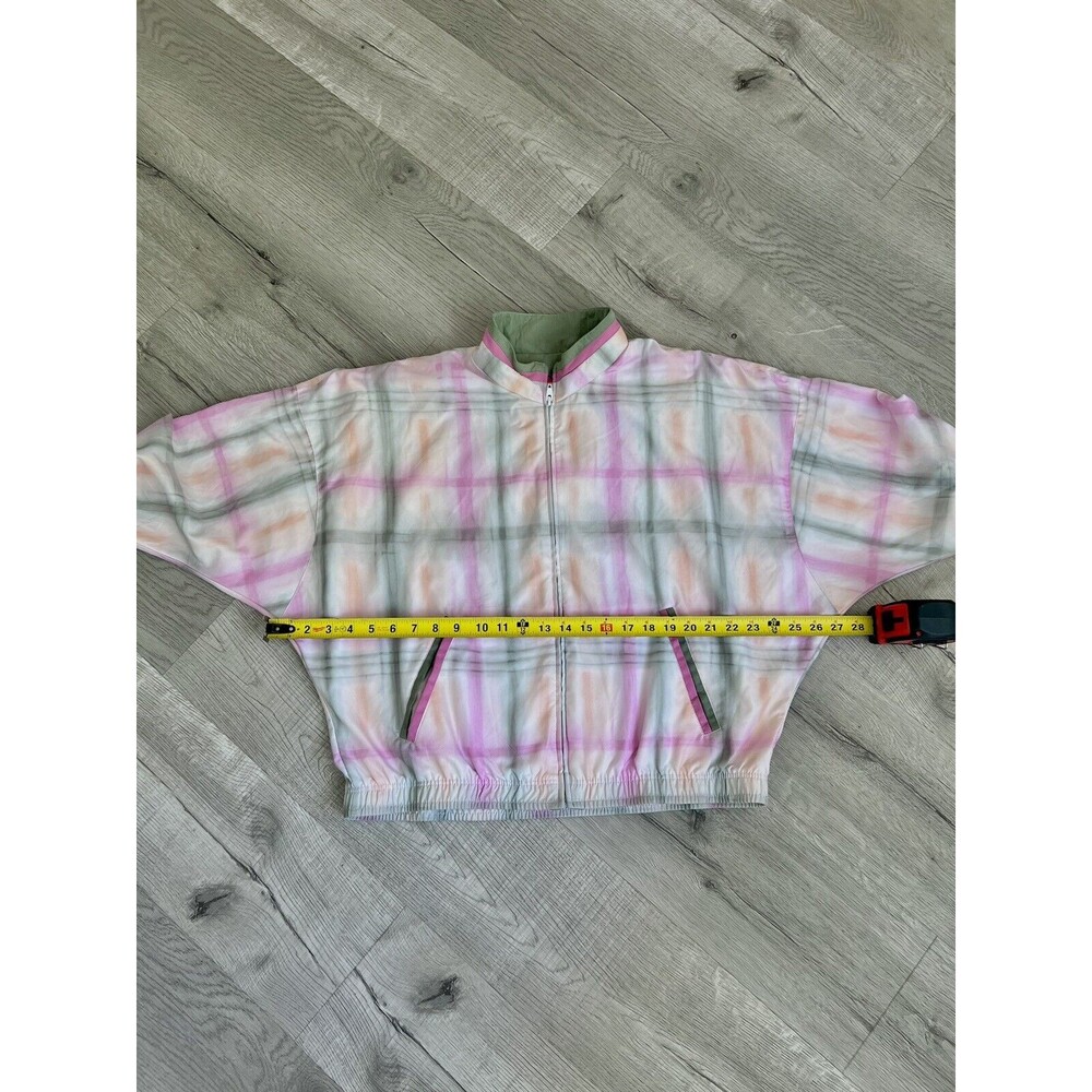 Vintage - TAIL Bomber Jacket-Green/Pink-White Plaid-size Medium - Picture 10 of 13